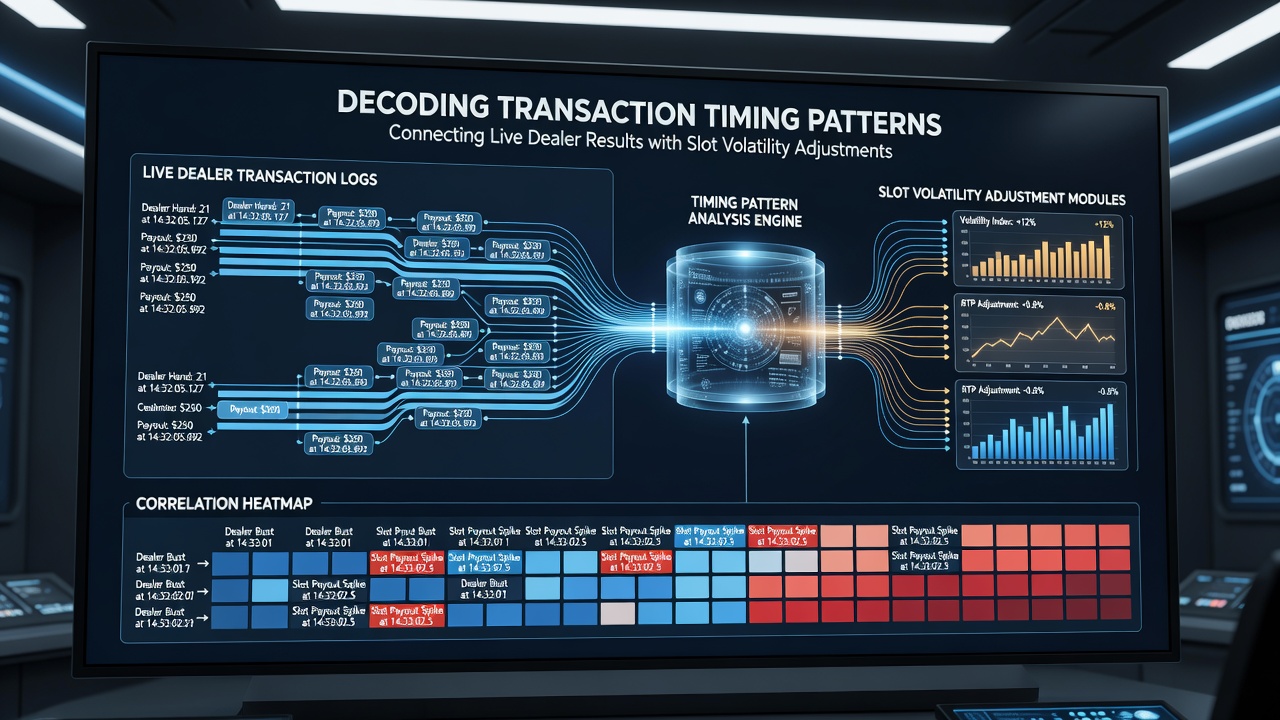 Analytics dashboard showing transaction timing graphs overlaid on live dealer and mobile slot performance metrics